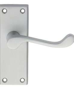 Carlisle Brass CBS55SC Victorian Scroll Lever On Backplate - Latch (Contract Range) 120mm x 40mm Satin Chrome