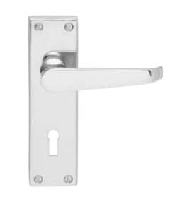 Carlisle Brass CBV30CP Victorian Flat Lever On Backplate – Lock 57mm C/C (Contract Range) - 155mm x 40mm - Polished Chrome 