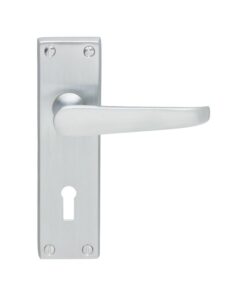 Carlisle Brass CBV30SC Victorian Flat Lever On Backplate - Lock 57mm C/C (Contract Range) 155mm x 40mm Satin Chrome