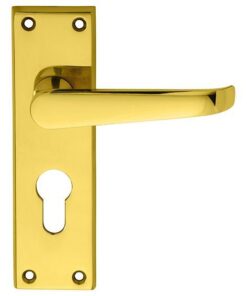 Carlisle Brass CBV30Y Victorian Flat Lever On Backplate - Lock Euro Profile 47.5mm C/C (Contract Range) 155mm x 40mm Polished Brass