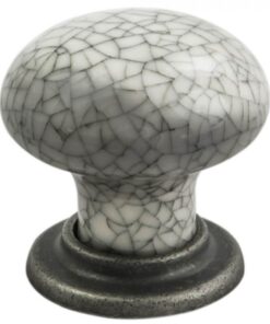 Fingertip FTD630AASMC Ftd Porcelain Knob With Finished Base 35mm Antique Steel/Midnight Blue Crackle Glaze
