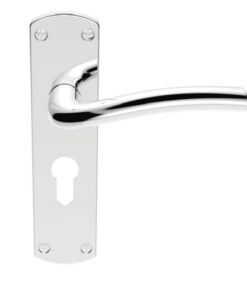SZC041YCP Serozzetta Cuatro Lever On Backplate - Lock Euro Profile 47.5mm C/C Polished Chrome