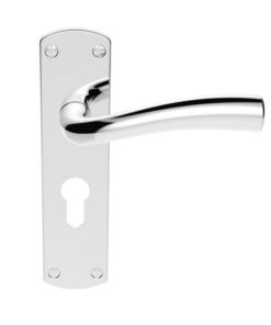 SZC051YCP Serozzetta Cinco Lever On Backplate - Lock Euro Profile 47.5mm C/C Polished Chrome