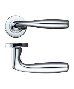 Corvus Lever On Round Rose, Polished Chrome (sold in pairs)