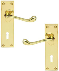 Victorian Scroll Door Handle – 150mm x 40mm  – Polished Brass Finish