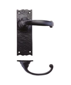 Lever Latch Door Handle - 158mm x 38mm - Black Antique Cast Iron