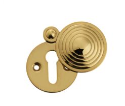 Frelan Hardware Standard Profile Reeded Covered Escutcheon, Polished Brass