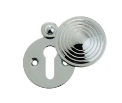 Frelan Hardware Standard Profile Reeded Covered Escutcheon, Polished Chrome