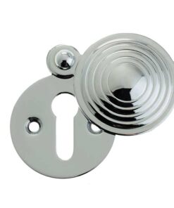 Frelan Hardware Standard Profile Reeded Covered Escutcheon, Polished Chrome