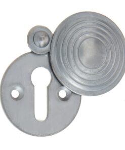 Frelan Hardware Standard Profile Reeded Covered Escutcheon, Satin Chrome