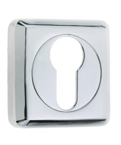 Frelan Hardware Euro Profile Square Escutcheon, Polished Chrome