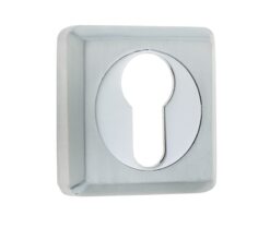 Frelan Hardware Euro Profile Square Escutcheon, Dual Finish Polished Chrome & Satin Chrome
