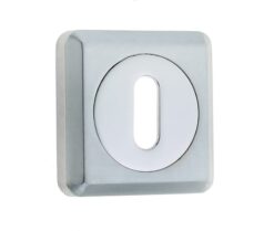 Frelan Hardware Standard Profile Square Escutcheon, Dual Finish Polished Chrome & Satin Chrome