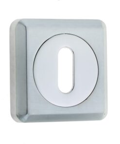 Frelan Hardware Standard Profile Square Escutcheon, Dual Finish Polished Chrome & Satin Chrome