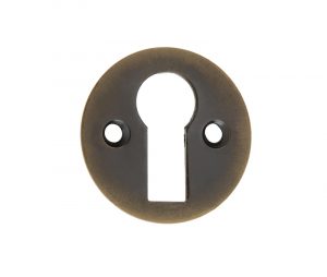 Frelan Hardware Standard Profile Round Escutcheon, Antique Brass