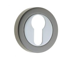 Frelan Hardware Euro Profile Escutcheon, Dual Finish Polished Chrome & Black Nickel