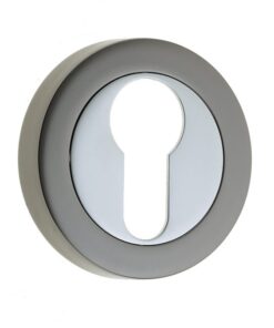 Frelan Hardware Euro Profile Escutcheon, Dual Finish Polished Chrome & Black Nickel