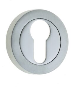 Frelan Hardware Euro Profile Escutcheon, Dual Finish Polished Chrome & Satin Chrome