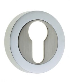 Frelan Hardware Euro Profile Escutcheon, Dual Finish Polished Chrome & Satin Nickel