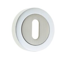Frelan Hardware Standard Profile Escutcheon, Dual Finish Polished Chrome & Satin Nickel