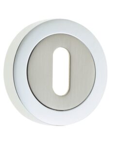 Frelan Hardware Standard Profile Escutcheon, Dual Finish Polished Chrome & Satin Nickel