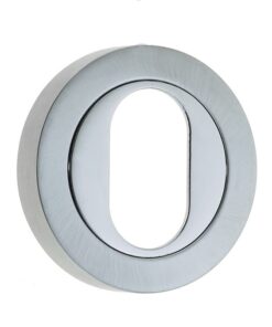 Frelan Hardware Oval Profile Escutcheon, Dual Finish Polished Chrome & Satin Chrome