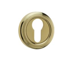 Frelan Hardware Parisian Euro Profile Escutcheon, Polished Brass