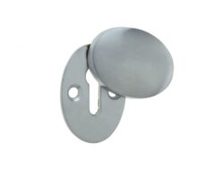 Frelan Hardware Standard Profile Oval Covered Escutcheon, Satin Chrome