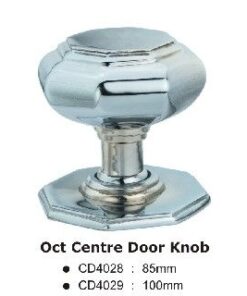 Oct Centre Door Knob – 85mm - Polished Chrome