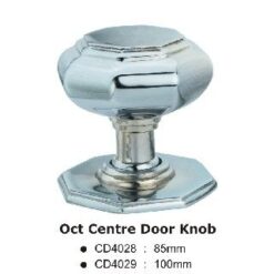 Oct Centre Door Knob – 85mm - Polished Satin Chrome