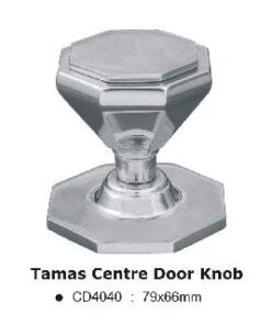 Tamas Centre Door Knob - 79x66mm - Polished Chrome