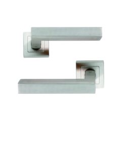 Lever on Square Rose Door Handle – 135mm x 52mm – Satin Stainless Steel Finish