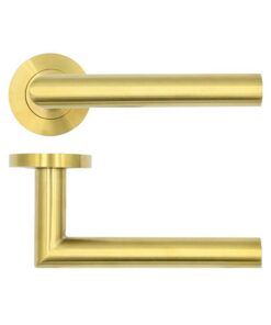 Lever on Rose Door Handle – 19mm – Satin Brass
