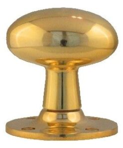 Oval Mortice Door Knob - 56mm - Polished Brass