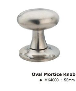 Oval Mortice Door Knob - 56mm - Polished Satin Chrome