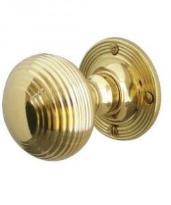 Reeded Mortice Door Knob - 56mm - Polished Brass