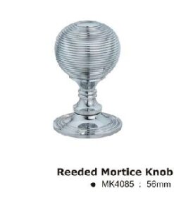 Reeded Mortice Door Knob - 56mm - Polished Satin Chrome