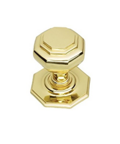 Oct Centre Door Knob - 100mm - Polished Brass
