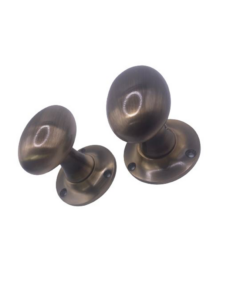 Oval Mortice Door Knob - 56mm - Aged Brass