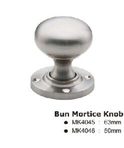 Bun Mortice Door Knob - 63mm - Satin Chrome Polished 