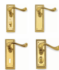 Georgian Door Handle On Backplate In Polished Brass Finish