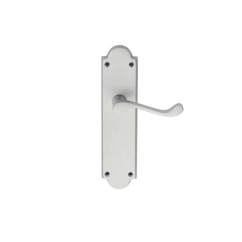 Victorian Shaped Epsom Door Handle On Backplate – Satin Chrome Finish