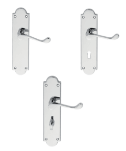 Victorian Shaped Epsom  Door Handle On Backplate - Polished Chrome Finish