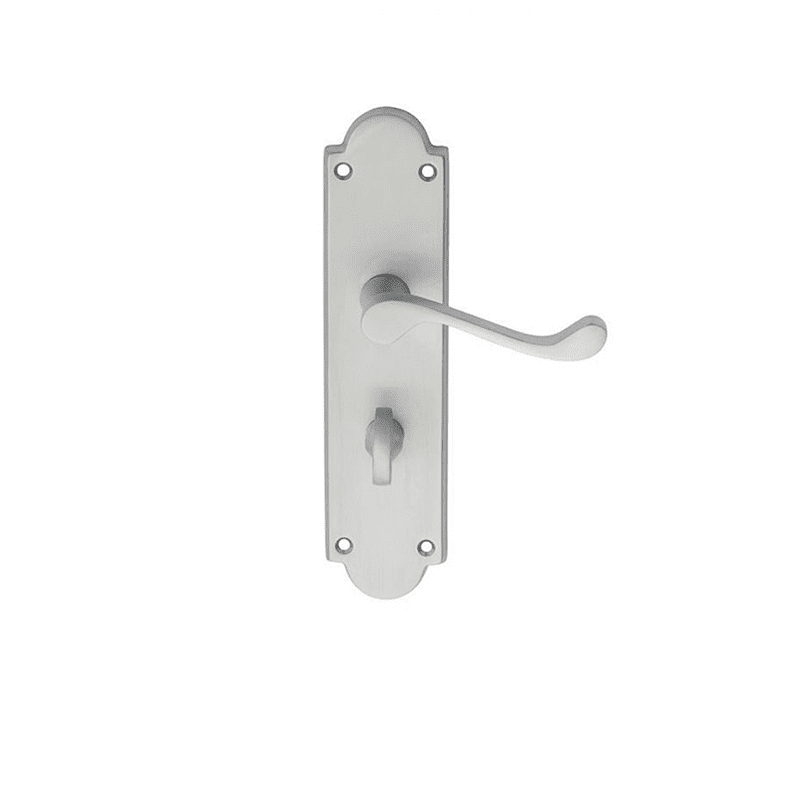 Victorian Shaped Epsom Door Handle On Backplate – Satin Chrome Finish