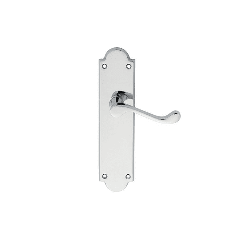 Victorian Shaped Epsom Door Handle On Backplate – Polished Chrome Finish