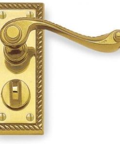 Brass Door Handles on Privacy Plate - Polished Brass
