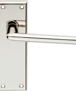 Door Handle With Latch on Backplate - Polished Nickle