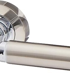 Door Handle Packs Lever on Rose Latch Pack - Satin Nickle Polished Chrome