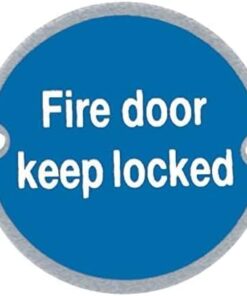 Fire Door Signs Keep Locked - 76mm - Satin Stainless Steel