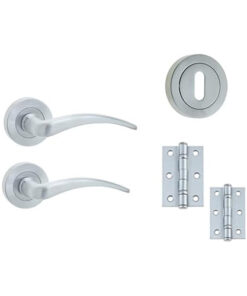 IRONMONGERY SOLUTIONS Lock Pack of Door Handle In Satin Chrome Finish